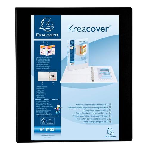 Exacompta Lot De 3 Classeurs Personnalisable Kreacover A4 Maxi 4 Ax Diam 25mm Dos 45 Mm Noir