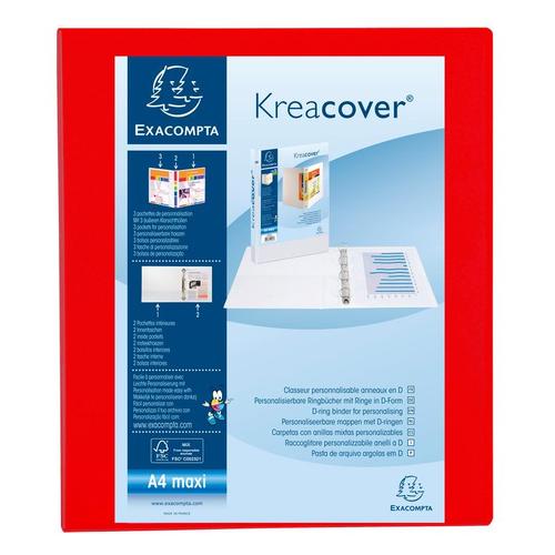 Exacompta Lot De 10 Classeurs Personnalisable Kreacover A4 Maxi 4 Ax Diam 25mm Dos 45 Mm Rouge