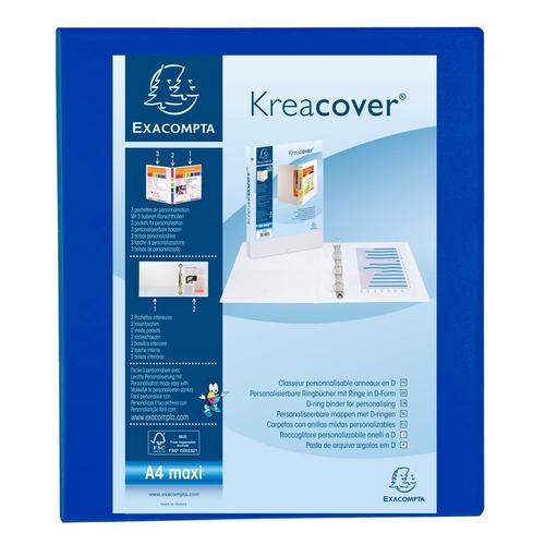 Exacompta Lot De 10 Classeurs Personnalisable Kreacover A4 Maxi 4 Ax Diam 25mm Dos 45 Mm Bleu