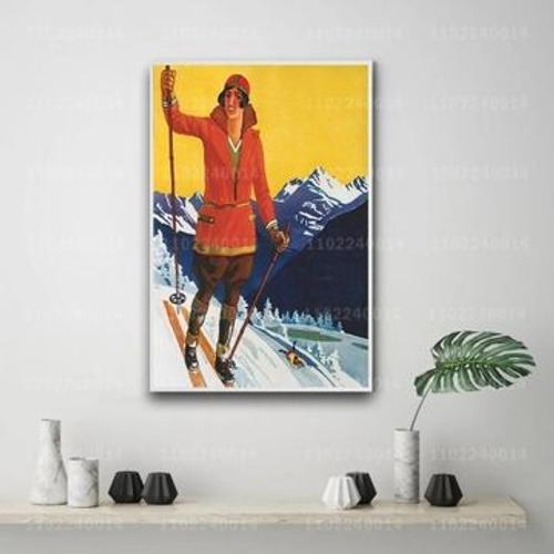 Affiche en toile Affiche de ski d¿¿corative pl,mpression murale Poster pour salon chambre ¿¿ coucher d¿¿cor sans cadre(50*70cm)
