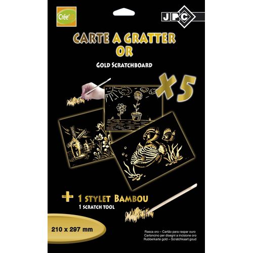 Jpc Creations Sachet De 5 Cartes A Gratter A4 "Or"