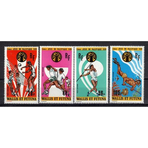 Wallis Et Futuna 2011 Poste Aerienne : 5èmes Jeux Du Pacifique Sud : Sports : Volley-Ball / Football / Javelot / Plongée Sous Marine - Série Entière De 4 Timbres À 231 F. Neufs **Cote 23 ¿