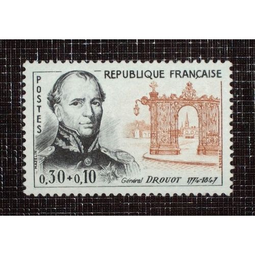 France N° 1298 Neuf Sans Charnière De 1961 - 30c + 10c Brun-Orange Et Noir « Général Drouot Et Les Grilles De Lamour, Place Stanislas, À Nancy » - Cote 3 Euros
