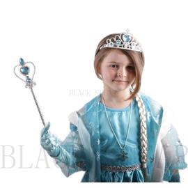 Déguisement enfant costume robe elsa La reine des neiges + gilet long à  grande capuche motif flocon pour fête anniversaire soirée cadeaux