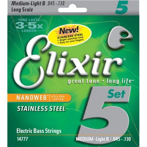 Elixir 14777 Jeu De 5 Cordes Nanoweb Stainless Steel Light