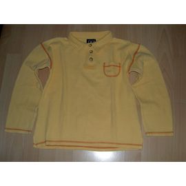 Polo Manches Longue Col En V Jaune Uni Avec Coutures Rouges Et Poche Phénomène De Môme Taille 8 Ans