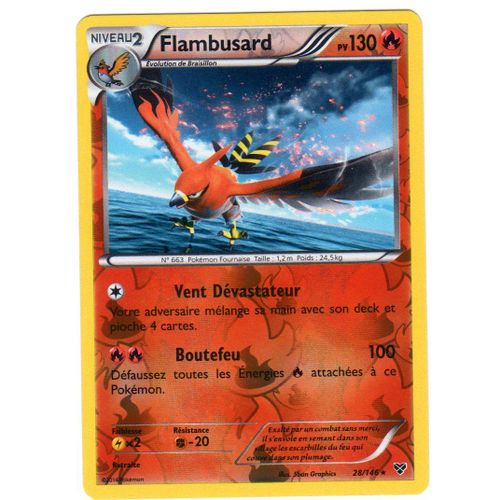 Carte Pokemon Francaise Holographique Serie Xy Flambusard 130pv 28/146