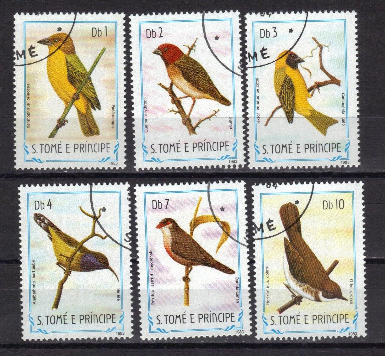 Saint-Thomas Et Prince 1983 : Faune : Oiseaux Divers Multicolores - Série De 6 Timbres Oblitérés