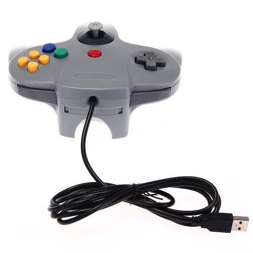 Usb Filaire Contrôleur Joystick Manette Pour Jeux Console N64 Nintendo 64 Gris