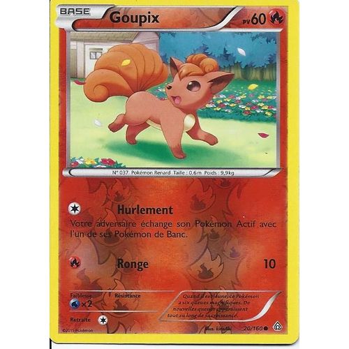 Carte Pokémon 20/160 Goupix 60 Pv Reverse Série Xy - Primo Choc Neuf Fr
