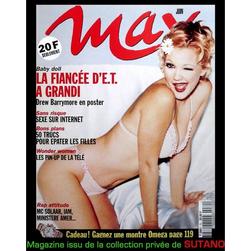 Max 70 01/06/1995 Drew Barrymore Poster Nue Ellen Von Unwerth Iam Mc Solaar Minister Amer Pin Up Tv