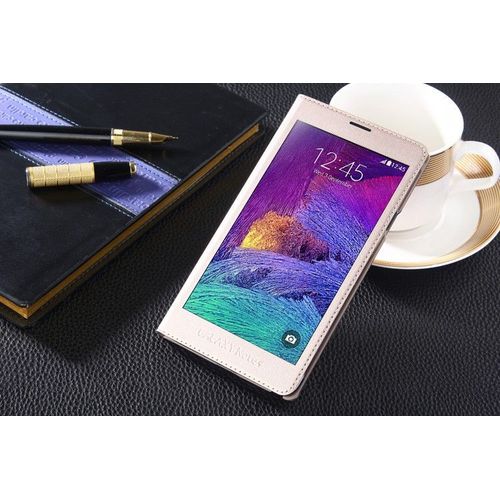 Coque Etui Housse Gold Or Samsung Note 4 Etui À Rabat Case Bumper Hot Windows