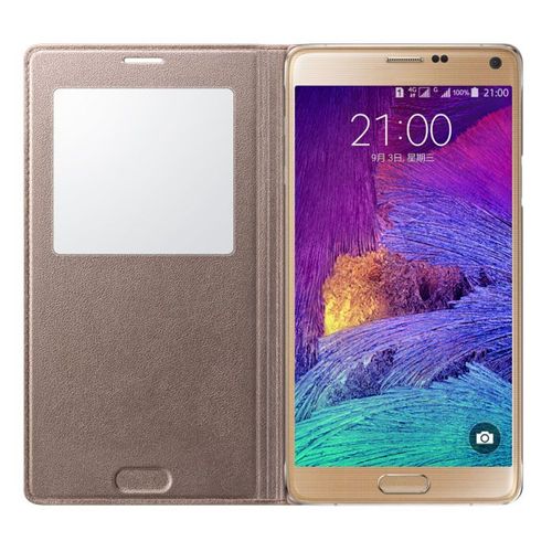 Etui Or Gold Coque Case Housse Etui À Rabat View Samsung Galaxy Note 4 Leather Design Hot
