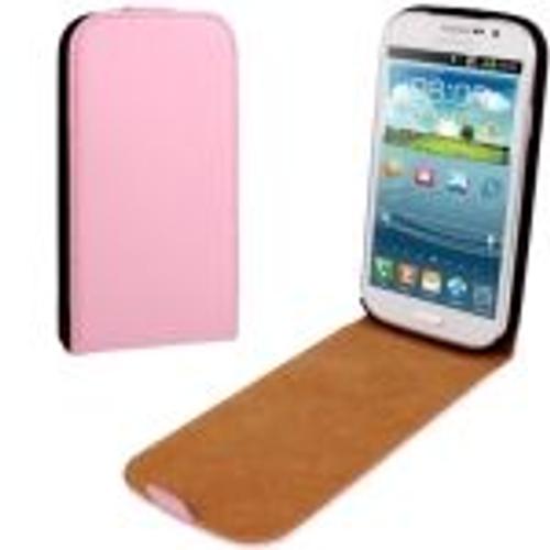 Galaxy Grand Duos I9080/I9082 : Coque Housse Cuir (Pu) Rose « Ouverture Vertical »