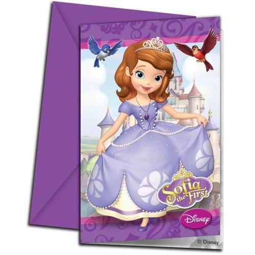 6 Cartes Invitation Avec Enveloppes Princesse Sofia - 221373 - Taille Unique