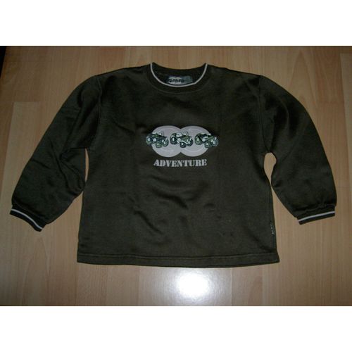 Sweat Ou Pull Manches Longues Col Rond Vert Kaki Motif Poitrine Voitures Tout Terrain Décapotables Adventure Taille 8 Ans