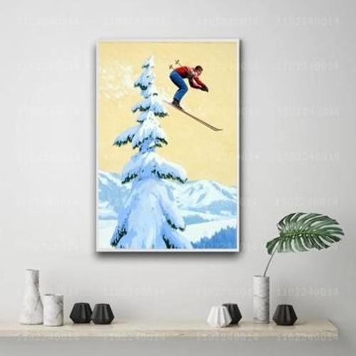 Affiche en toile Affiche de ski d¿¿corative pl,mpression murale Poster pour salon chambre ¿¿ coucher d¿¿cor sans cadre(50*70cm)