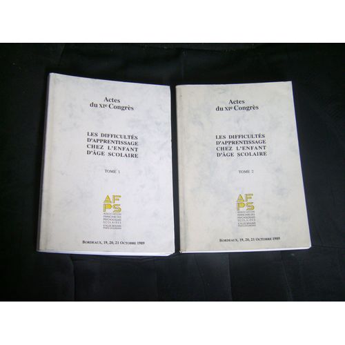 Les Difficultés D'apprentissage Chez L'enfant D'âge Scolaire (2 Volumes)
