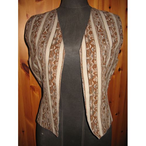 Gilet Bandes Marron Et Beige