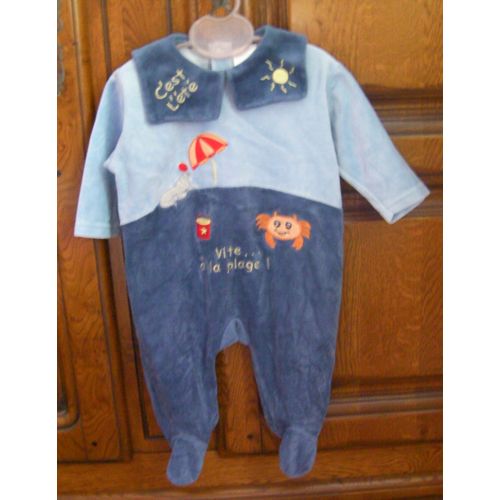 Pyjama Bleu Motif Plage - Taille 6 Mois
