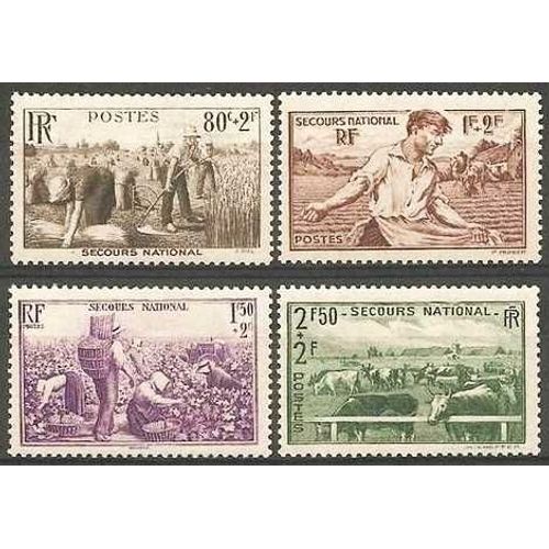 France 1940, Très Belle Série Au Profit Du Secours National : 466 Moissons, 467 Semailles, 468 Vendanges, 469 Élevage, Neufs** Luxe