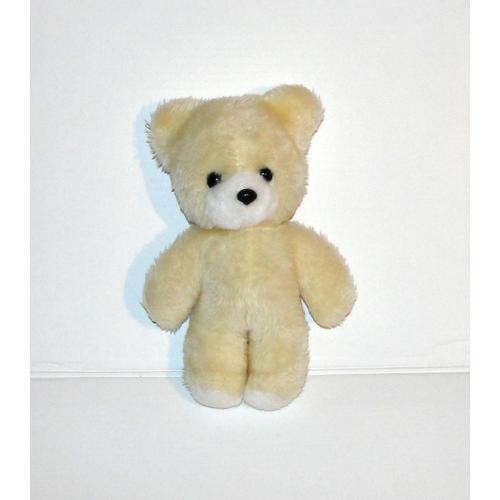 Ours Jaune Clair Museau Blanc Peluche Doudou Ours Nounours Grelot 24 Cm