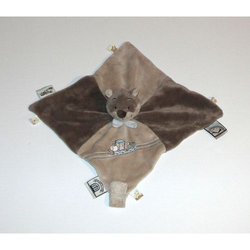 Écureuil  Noukie's Marmotte Castor Doudou Marionnette Attache Sucette Noukies Mouchoir Plat Carré Peluche Marron Beige Foulard 