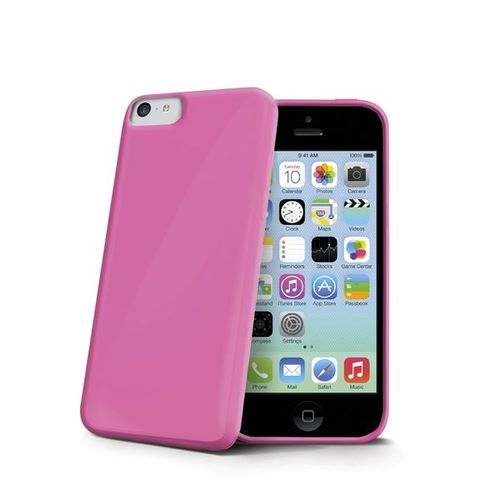 Celly Gelskin360p - Coque De Protection Pour Téléphone Portable - Polyuréthane Thermoplastique - Rose - Pour Apple Iphone 5c