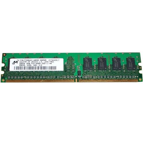 Ram Barrette Mémoire MICRON 256MB DDR2 PC2-3200U MT8HTF3264AY-40EB3 1Rx8 CL3 PC