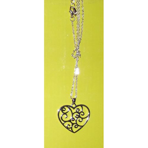 Pendentif Coeur Argent & Sa Chaine Assortie