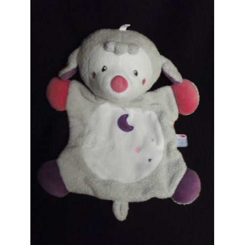 Doudou Plat Mouton Brebis Sucre D'orge Plush Comforter Soft Toy Peluche Gris Blanc Rose Violet Lune 