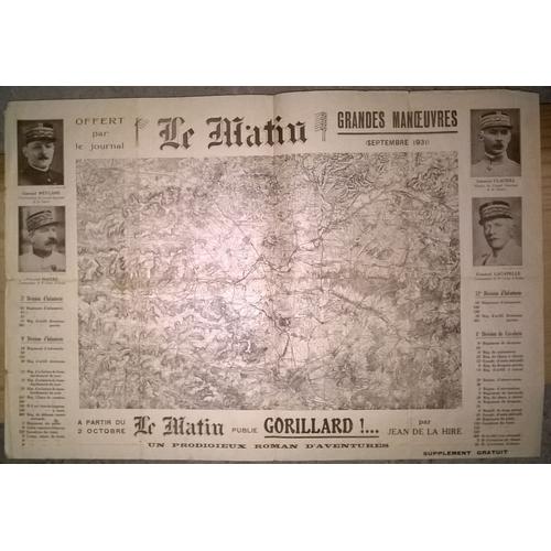 Carte Des Grandes Manoeuvres - Septembre 1931 - Journal Le Matin.