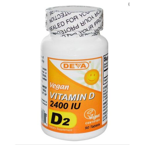 Deva, Vitamine D, D2, Vegan, 2400 Iu, 90 Comprimés 
