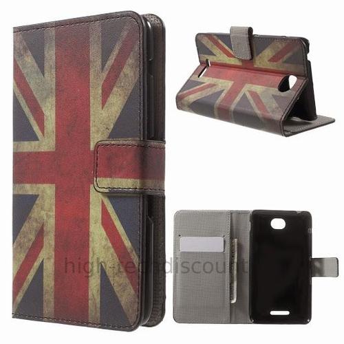 Housse Etui Coque Pochette Portefeuille Pu Cuir Pour Sony Xperia E4 + Film Ecran - Uk