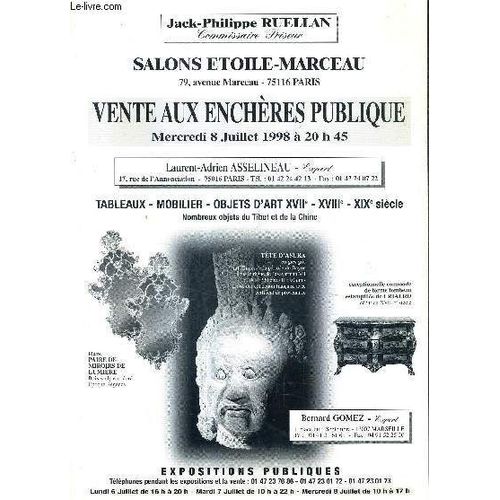 Plaquette Depliante De Ventes Aux Encheres - Tableaux Mobilier Objets D'art Xviie Xviiie Xixe Siecle Nombreux Objets Du Tibet Et De La Chine - Salons Etoile Marceau - 8 Juillet 1998.