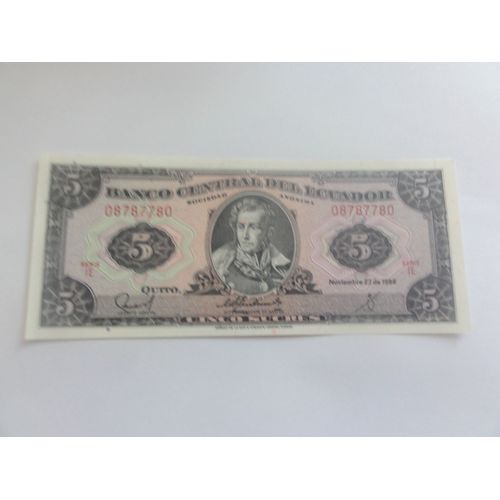 Billet Équateur 5 Sucres  1988