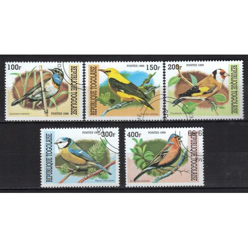 Togo 1999 : Oiseaux Multicolores - Série De 5 Timbres Oblitérés