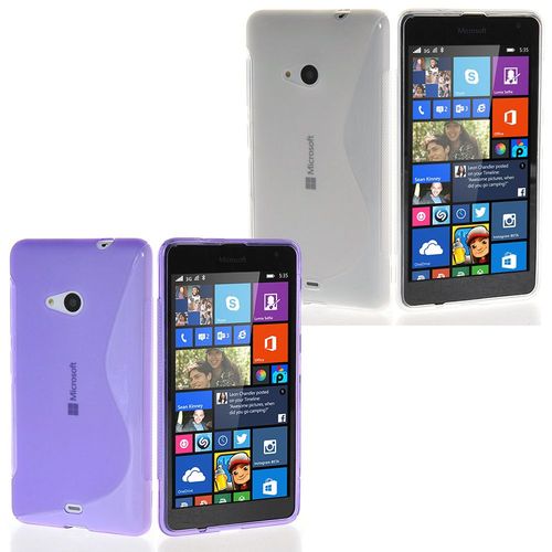 Microsoft Nokia Lumia 535/ 535 Dual Sim: Lot De 2x Housse Etui Pochette Coque S Silicone Gel Couleurs - Violet Et Transparent