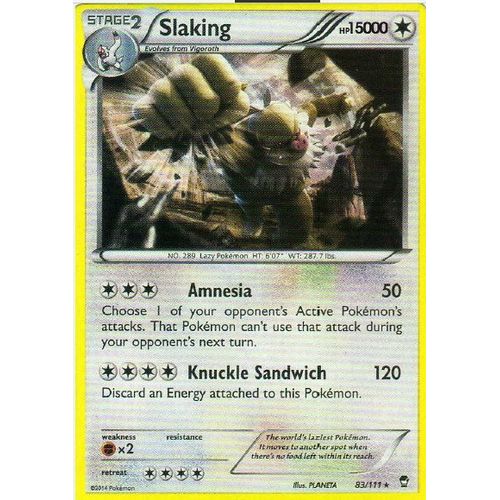 Carte Pokemon Slaking 83/111 Xy Furious Fists Poings Furieux Version Anglaise