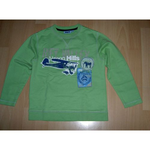 Sweat Pull Manches Longues Col Rond Vert Clair Motif Vieil Avion Et Eléphant Savane Nky Taille 8 Ans