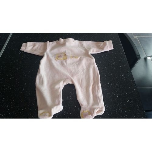Pyjama Grenouillere 1 Mois Orange Pale Avec Chats Brodes