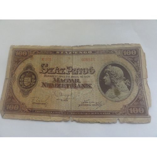 Billet 100 Pengos Hongrie 1945