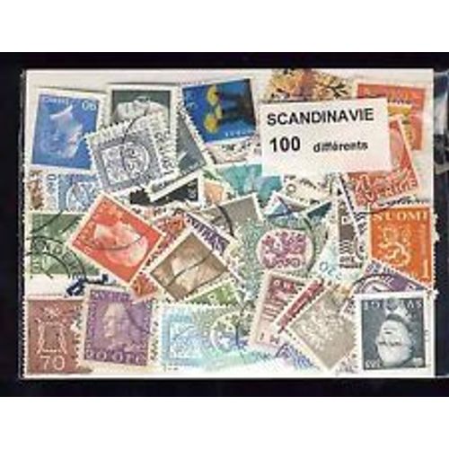 Scandinavie 100 Timbres Differents Obliteres Tous Pays