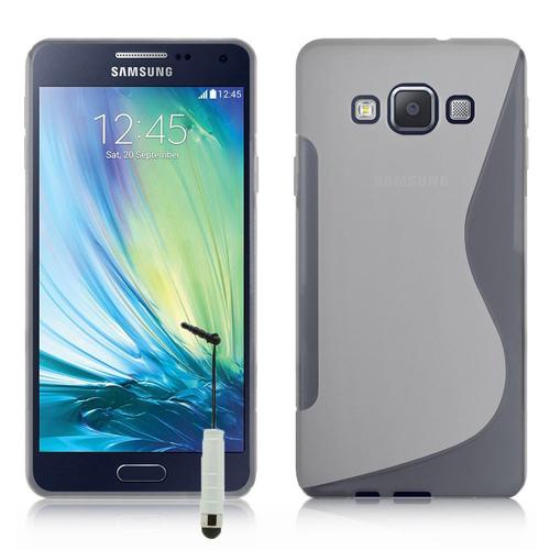 Coque Silicone Pour Samsung Galaxy A7 5.5" Gel Motif S Au Dos - Transparent + Mini Stylet