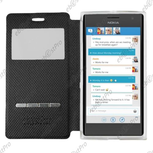 Ebeststar ® Housse Pochette Protection Coque Type S-View Portefeuille Livre Pour Nokia Lumia 735 730 Dual, Couleur Noir + Film Protection D'écran