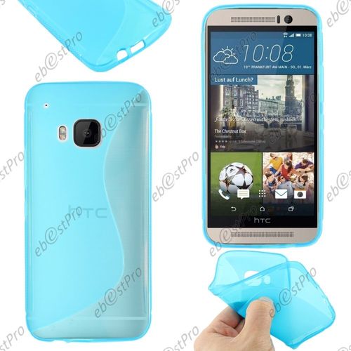 Ebeststar ® Housse Etui Coque Silicone Gel Motif S-Line Protection Souple Pour Htc One M9, One Hima, Couleur Bleu + Film Protection D'écran