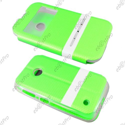 Ebeststar ® Housse Pochette Protection Coque Etui Type S-View Pour Nokia Lumia 530, Couleur Vert + Film Protection D'écran
