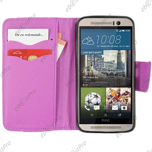 Ebeststar ® Etui Portefeuille Housse Protection Folio Coque Pour Htc One M9, One Hima, Couleur Rose + Film Protection D'écran