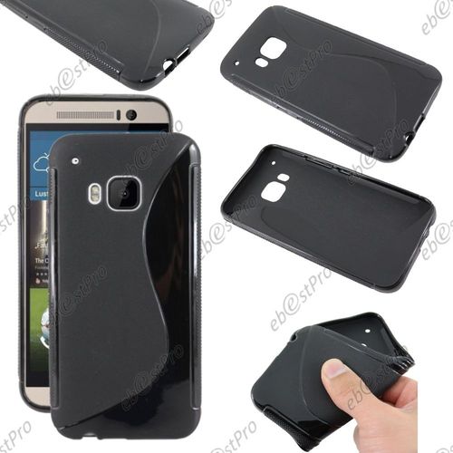 Ebeststar ® Coque S-Line Silicone Gel Motif Vague Housse Etui Protection Souple Pour Htc One M9, One Hima, Couleur Noir + Film Protection D'écran