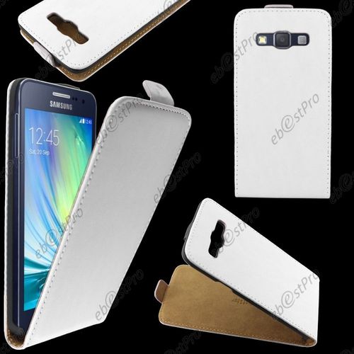 Ebeststar ® Housse Coque Etui En Pu Cuir À Rabat Ultra Fine (Slim Case) Pour Samsung Galaxy A3 Sm-A300f, Couleur Blanc + Film Protection D'écran